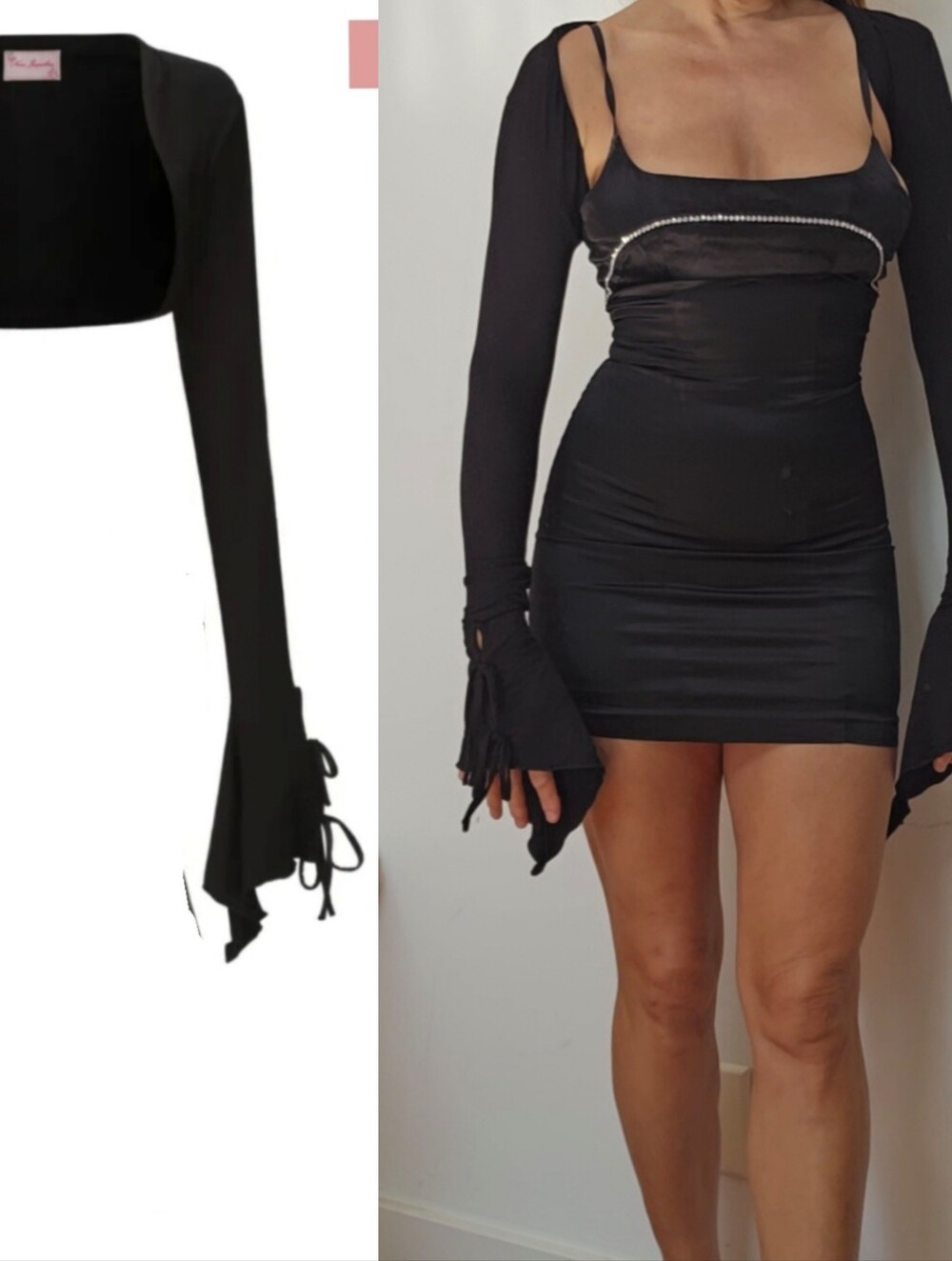 Nana Jacqueline Gothic Slinky viscose  Black Bolero Shrug S